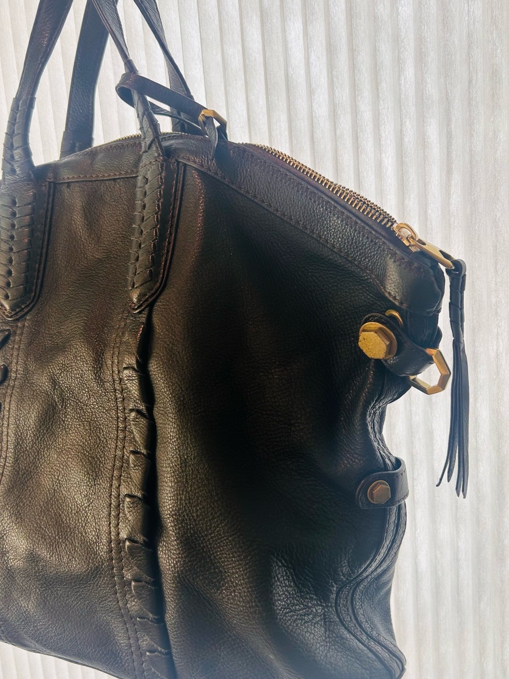 orYANY Black Pebbled Leather Braided-Detail Tote - Picture 3 of 11